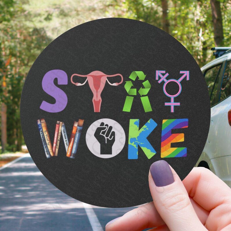 Stay Woke Car Magnet Bumper Sticker for Laptop Vinyl Decal Water Bottle Sticker Funny Anti Trump Liberal Car Magnet Indoor Outdoor Sticker image 2