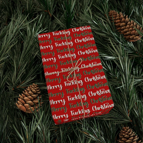 Merry Fucking Christmas Gift Wrap, Funny Wrapping Paper for Presents, Adult Gift Wrap Recyclable Paper Eco Friendly