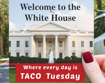 TACO Trump Bumper Sticker or Car Magnet Trump Always Chickens Out Sign Anti Trump Sticker for Laptop Decal Anti MAGA Anti Tariff Sticker