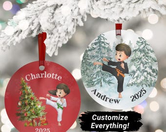 Personalized Karate Ornament 2025 Custom Christmas Ornament Martial Arts Xmas Ornament Taekwando Gift Jiu jitsu Ornament for Girl or Boy