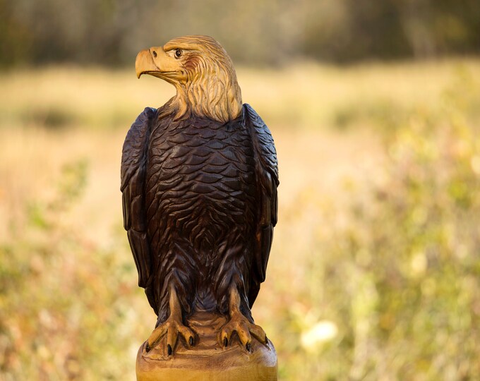4' Natural Eagle wood Art Wooden Sculpture Wood Carving Etsy