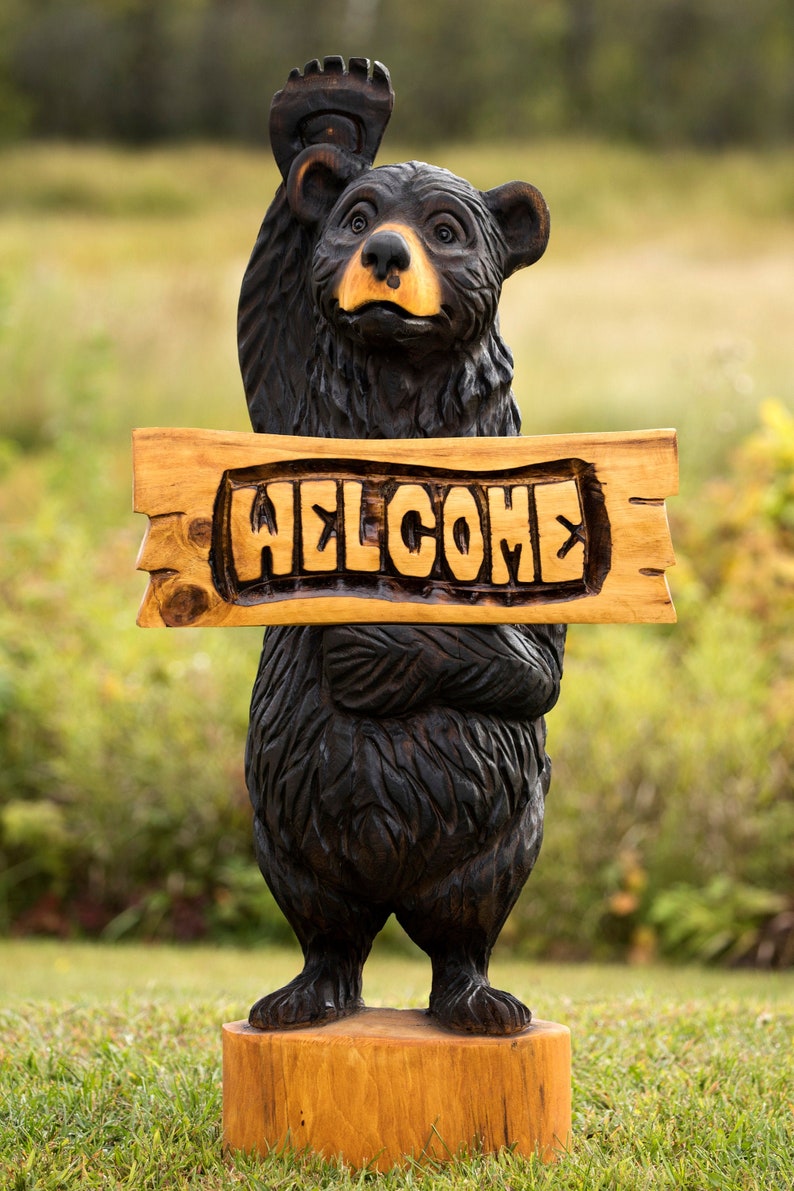 4' Bearbear Art Bear Sculpture Big Bear Carving Etsy