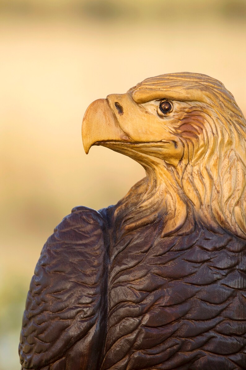 4' Natural Eagle wood Art Wooden Sculpture Wood Carving Etsy