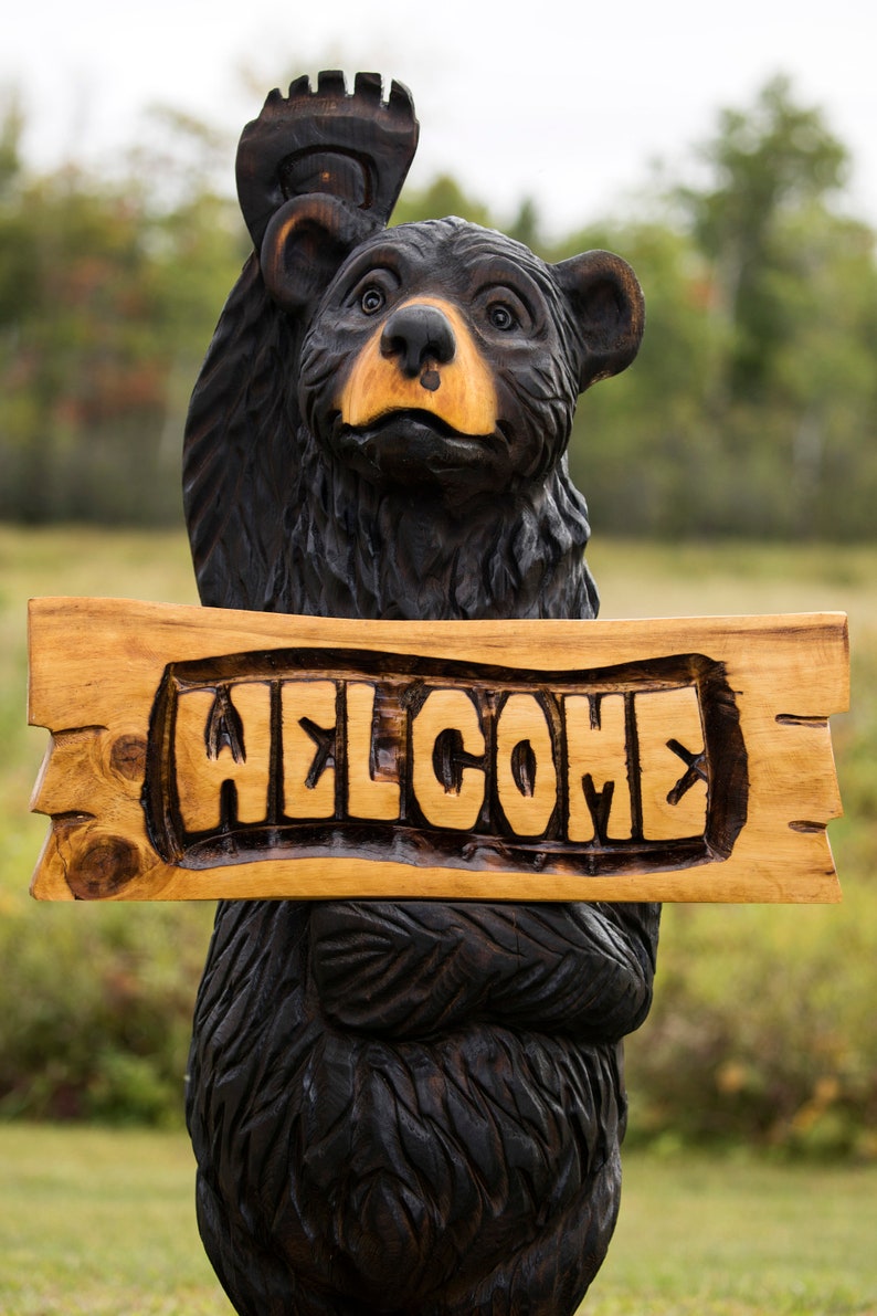 4' Bearbear Art Bear Sculpture Big Bear Carving Etsy
