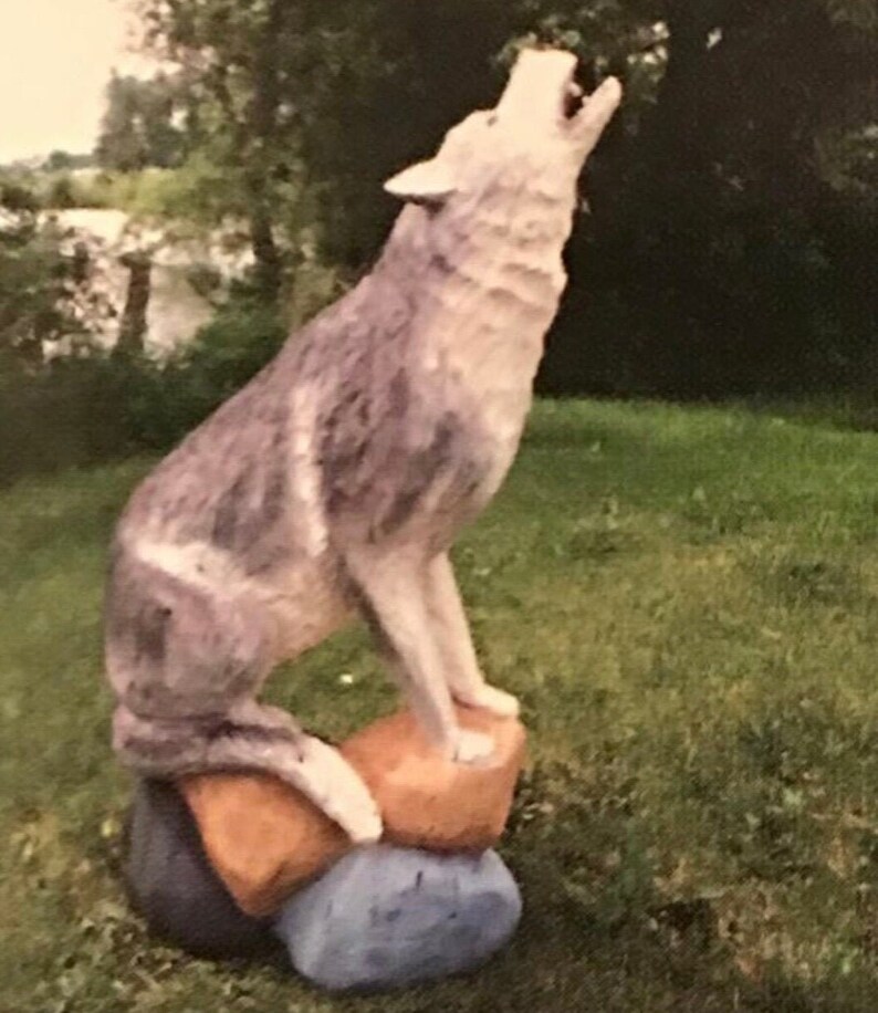 4' Wolfwood Art Wooden Sculpture Wood Carving Etsy