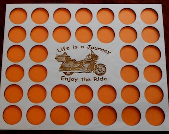 Black 11x17Live Free Ride Free Motorcycle Poker Chip Display Case with Oak Frame and Birch Mat