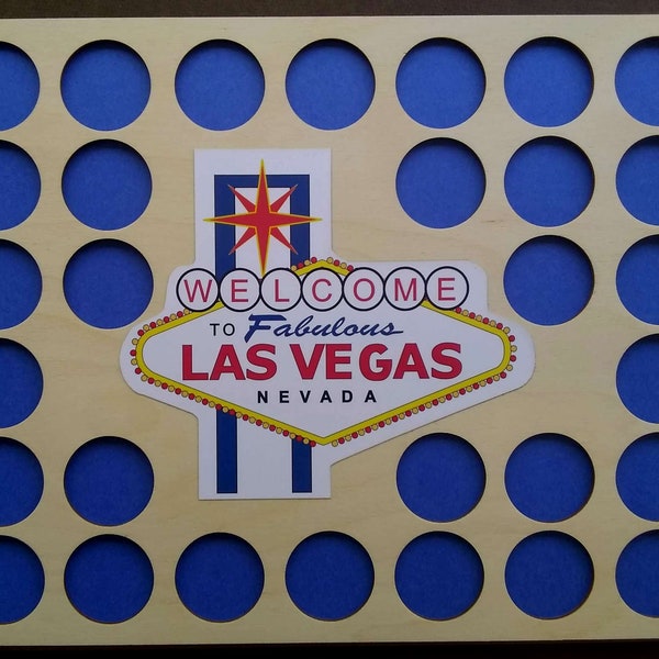 Las Vegas Poker Chip Insert with Frame Option Father's Day Gift Fits 30 casino chips Las Vegas emblem/logo poker chip holder