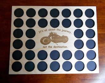 Motorcycle Engraved Poker Chip Display Insert Fits 36 Harley or Poker chips 11 X 14 natural birch chip holder It's all about the journey