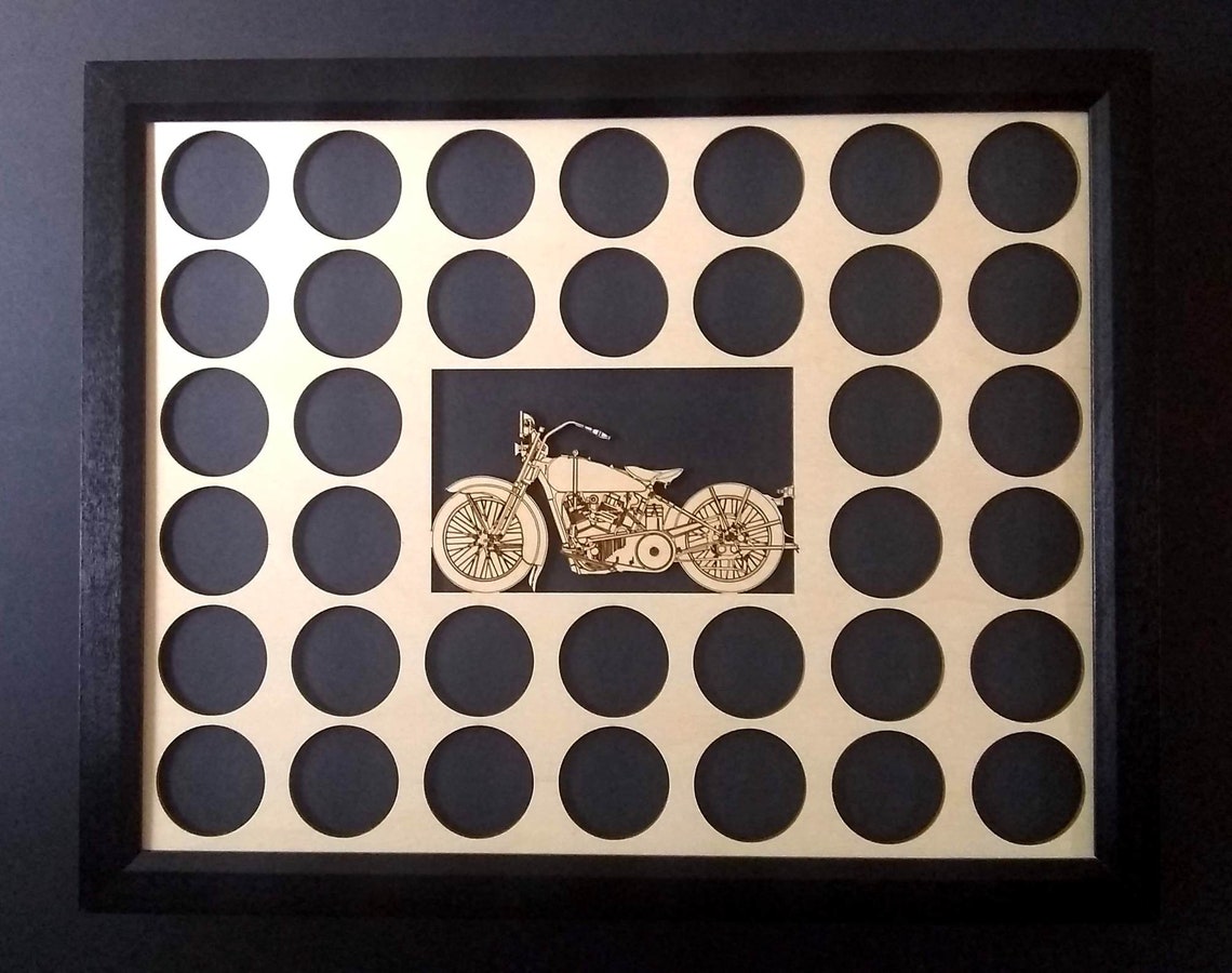 Poker Chip Frame Display With Engraved Motorcycle Insert Fits Etsy