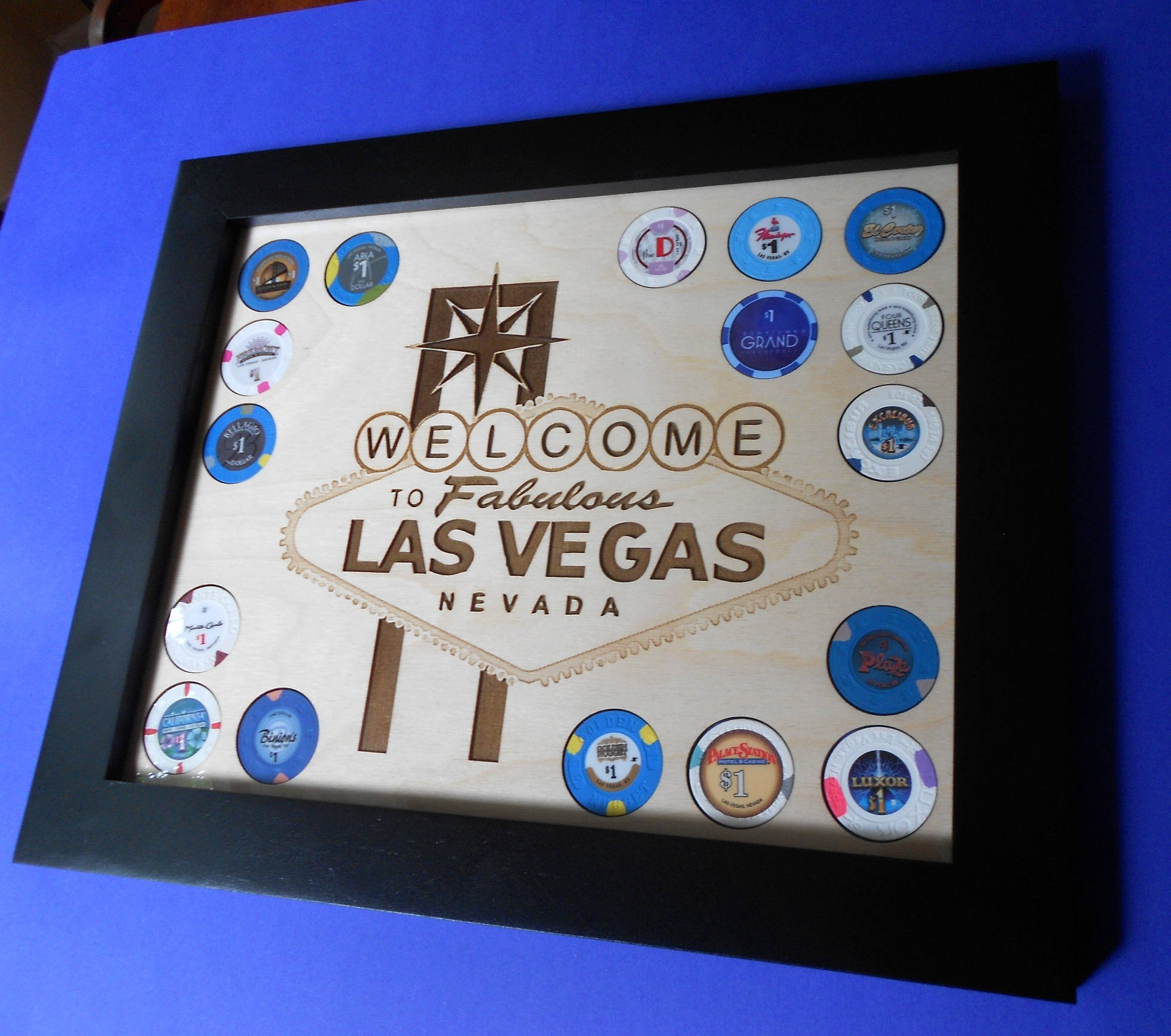 Las Vegas Poker Chip Display Frame with Casino Chips Poker Etsy