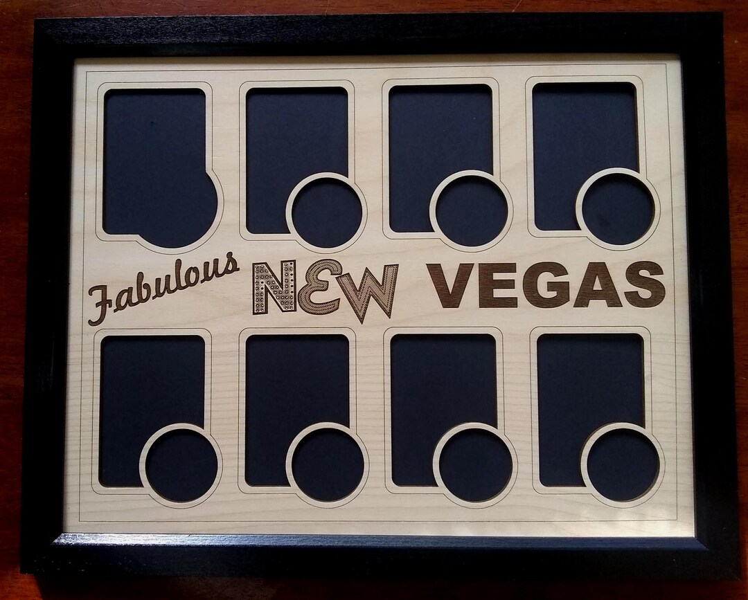 New Vegas Poker Chip Display Frame With Cutouts for Playing Cards and