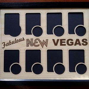 New Vegas Poker Chip Display Frame with cut-outs for Playing Cards and Casino Chips Poker Player Gift for themed game Fallout Type 2