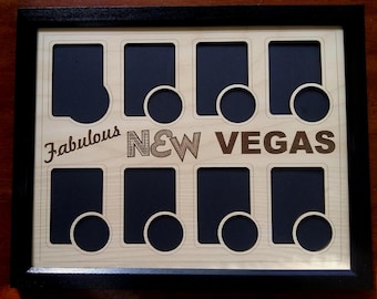 New Vegas Poker Chip Display Frame with cut-outs for Playing Cards and Casino Chips Poker Player Gift for themed game Fallout Type 2