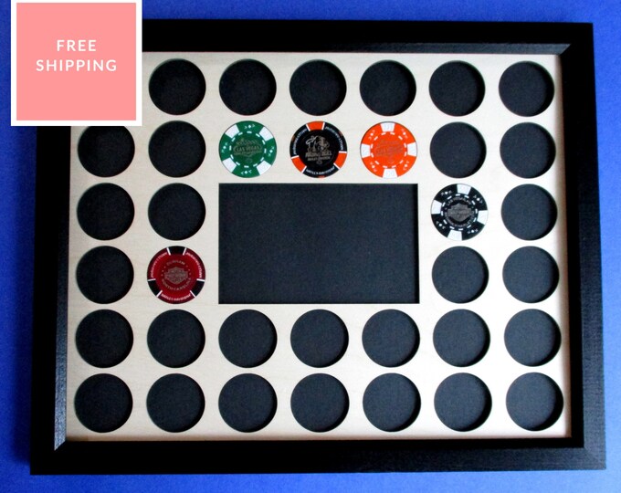 Poker Chip Frame and Insert Fits 36 Casino Chips & Etsy