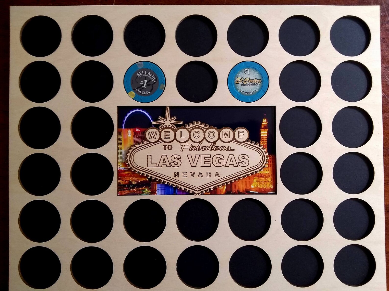 Poker Chip Frame Display With Engraved Vegas Scene Insert With Etsy