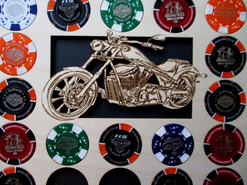 Poker Chip Clip Frame for 66 Casino or Harley-Davidson chips Acrylic-glass clip frame Borderless chip holder Father/'s Day Gift