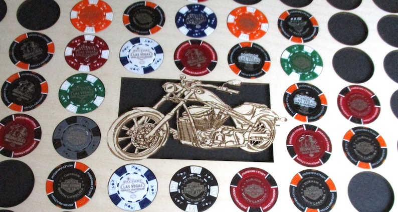 Poker Chip Clip Frame for 66 Casino or Harley-Davidson chips Acrylic-glass clip frame Borderless chip holder Father/'s Day Gift