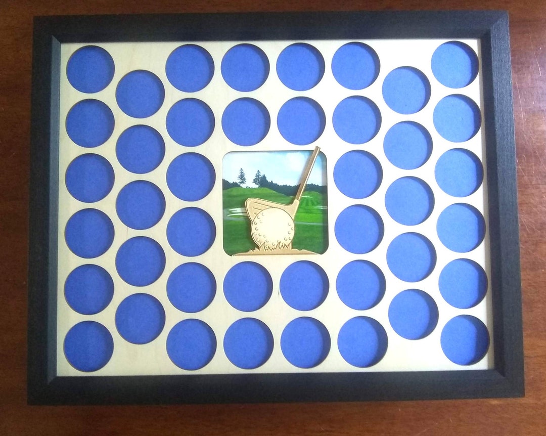 Custom Golf Ball Marker Display Frame Fits 42 Golf Ball Markers Golfer's Gift Engraved Golf Club