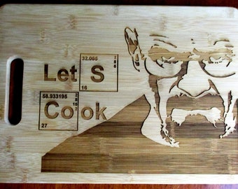 Custom Breaking Bad Bamboo Cutting Board Let's Cook Engraved Breaking Bad board Small or large bamboo cutting board Cheese board WW