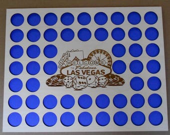 Vegas Poker Chip Display Frame Insert Poker Player Gift Laser-engraved Large Vegas Scene 52 Casino chips 14x18" insert With Frame Option