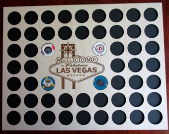 Vegas Poker Chip Display Frame Insert Welcome to Fabulous Las Vegas Laser-engraved Casino Chip Holder for 55 Chips With 14x18" Frame Option