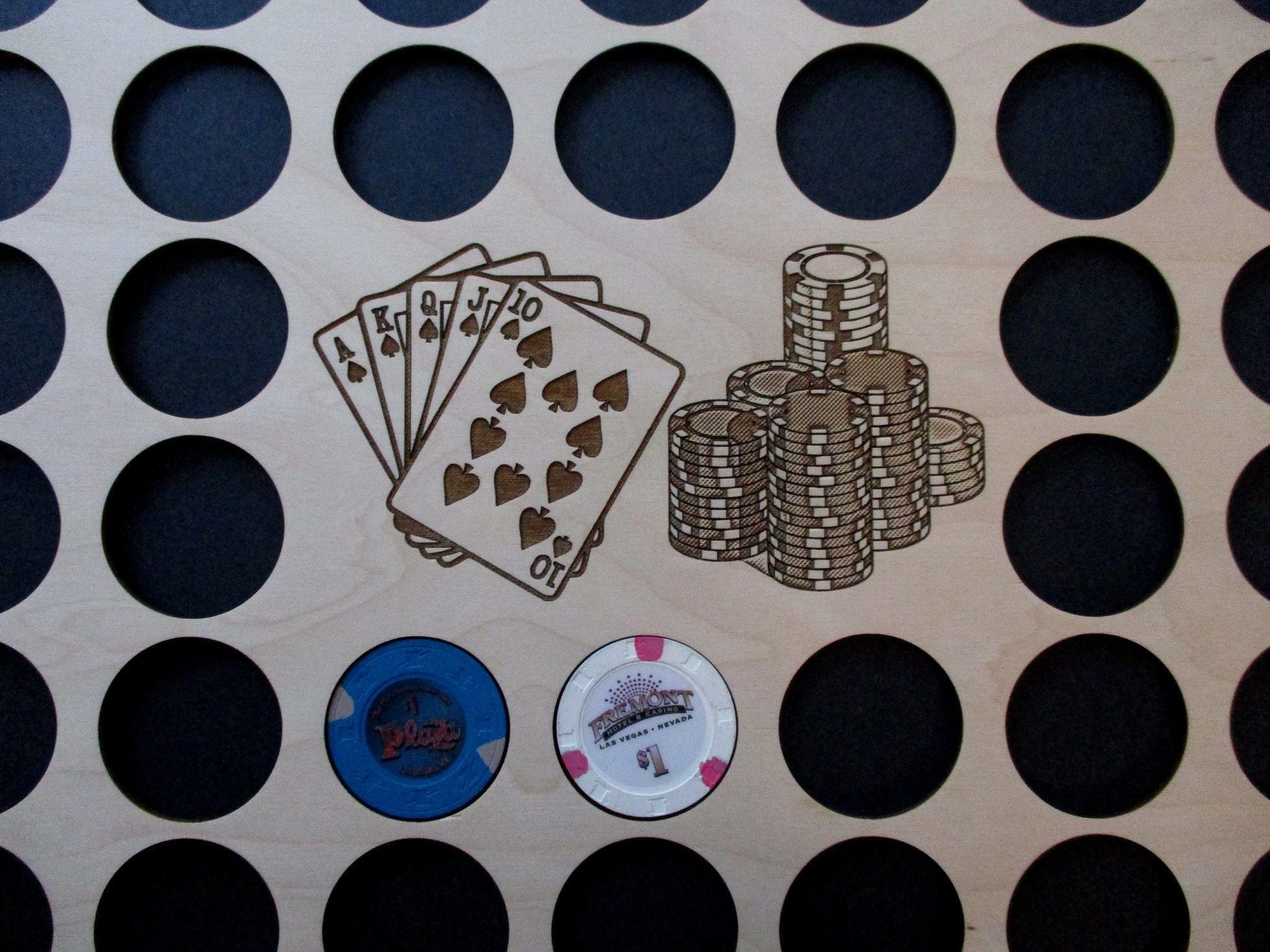 Custom Poker Chip Frame Display Insert Engraved cards and Etsy