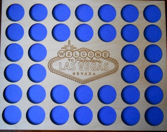 Vegas Casino Chip Display Frame Insert Poker Player Gift Laser-engraved Holds 36 Casino Chips Welcome to Las Vegas With Frame Option
