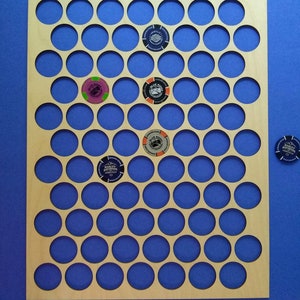 Custom Poker Chip Display Frame For 77 Chips Laser-engraved Insert holds Casino or Harley-Davidson chips 14x18&quot; With Black frame option
