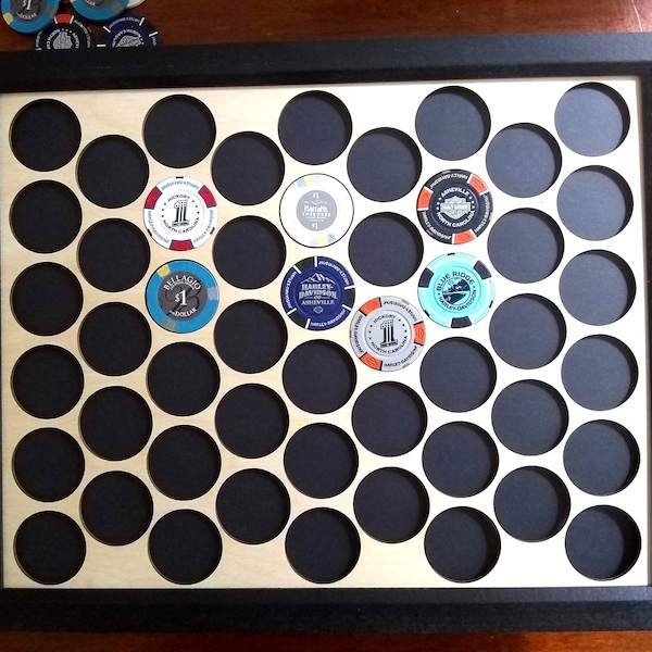 Custom Poker Chip Frame Display 11x14 SHIPS FREE Laser-engraved for 50 Harley-Davidson or casino chips Father's Day Christmas Gift