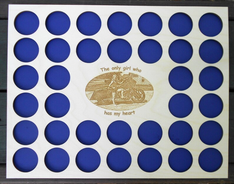 Personalized Photo-engraved Poker Chip Display Frame Insert Holds 36 Harley-Davidson or casino chips Photo-engraved 11 X 14 photo insert