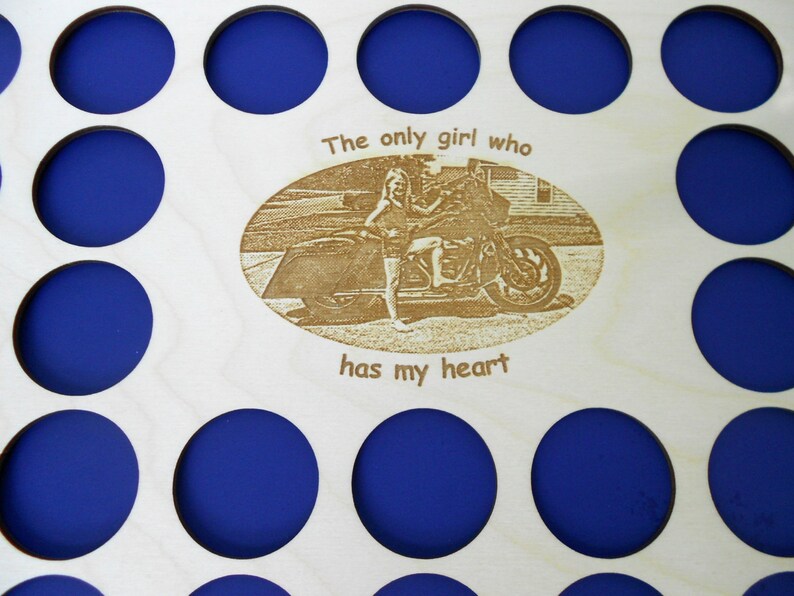 Personalized Photo-engraved Poker Chip Display Frame Insert Holds 36 Harley-Davidson or casino chips Photo-engraved 11 X 14 photo insert