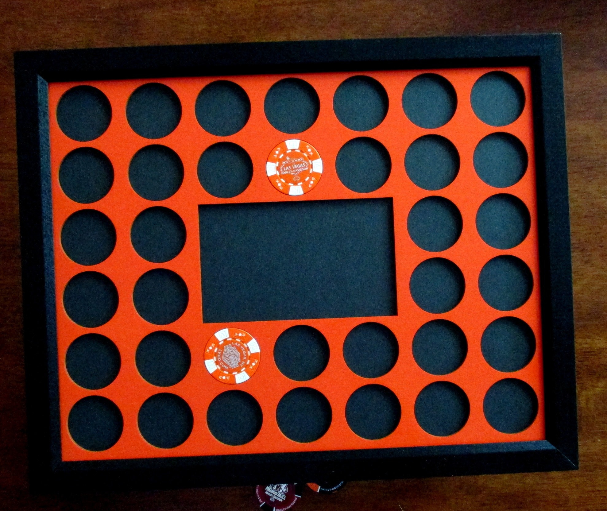 36 Fully Custom Poker Chip Display Frame Insert Fits Harley Davidson/Casino 36 Fully Custom Poker Chip Display Frame Insert Fits Harley Davidson/Casino