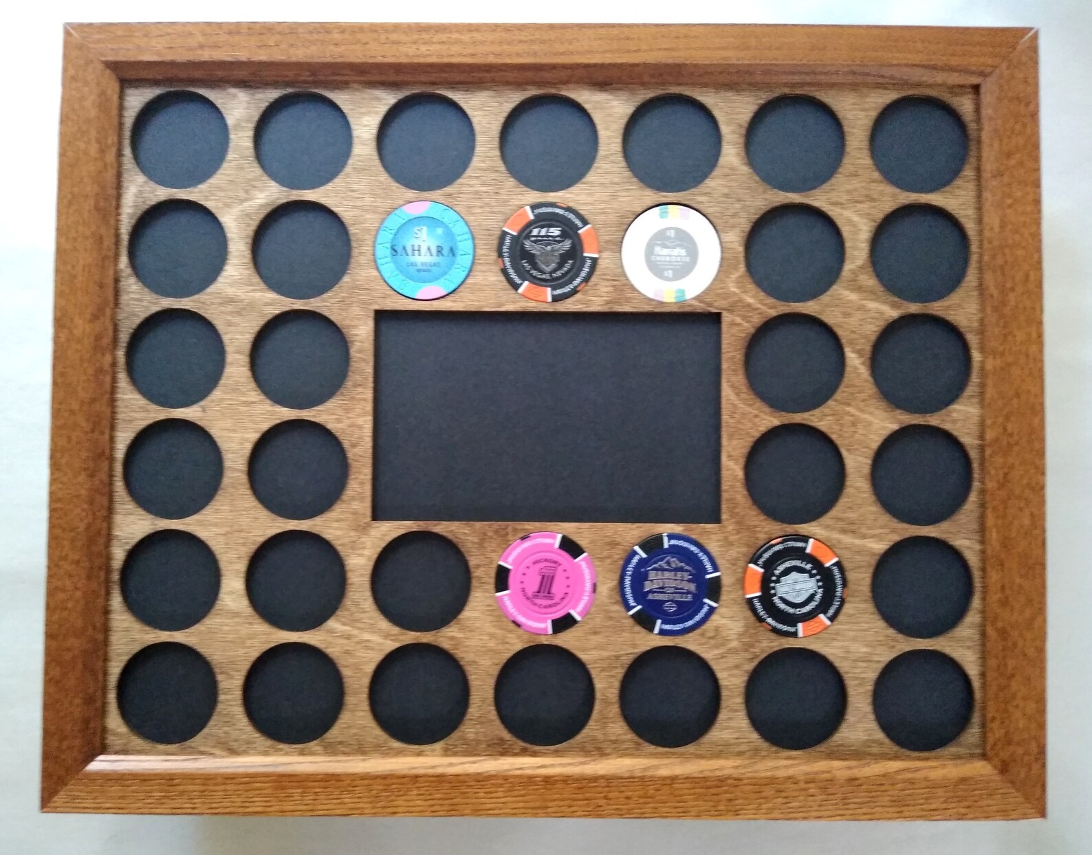 Poker Chip Frame and Dark Walnut Insert Fits 36 Casino Chips & Etsy