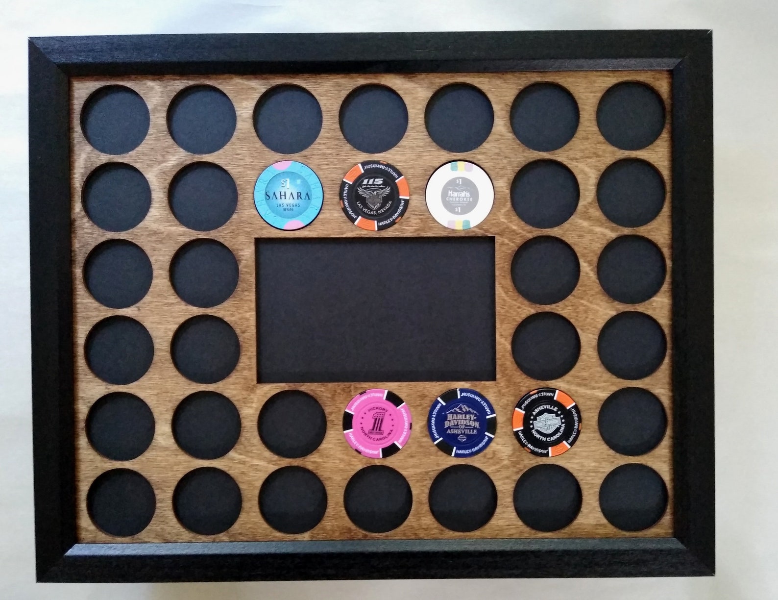 Poker Chip Frame and Dark Walnut Insert Fits 36 Casino Chips & Etsy