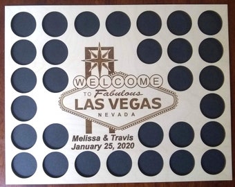 Custom Vegas Wedding Chip Display Frame Insert Personalized Laser-engraved Casino chip holder Vegas logo Poker Players Gift Holds 30 chips