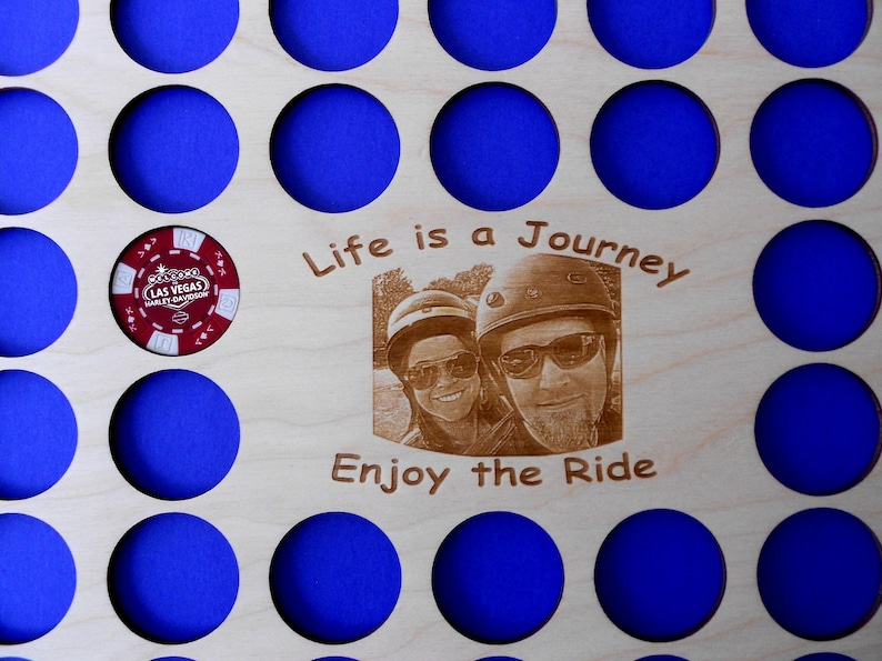 Personalized Photo-engraved Poker Chip Display Frame Insert Holds 36 Harley-Davidson or casino chips Photo-engraved 11 X 14 photo insert