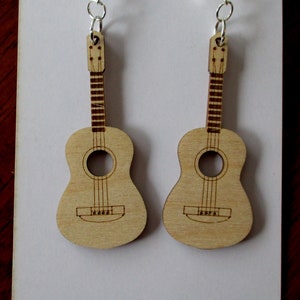 Custom Engraved Ukulele Earrings Laser-engraved dangle birch cute earrings Gift for Teens Sisters Christmas Gift Music Lovers Gift