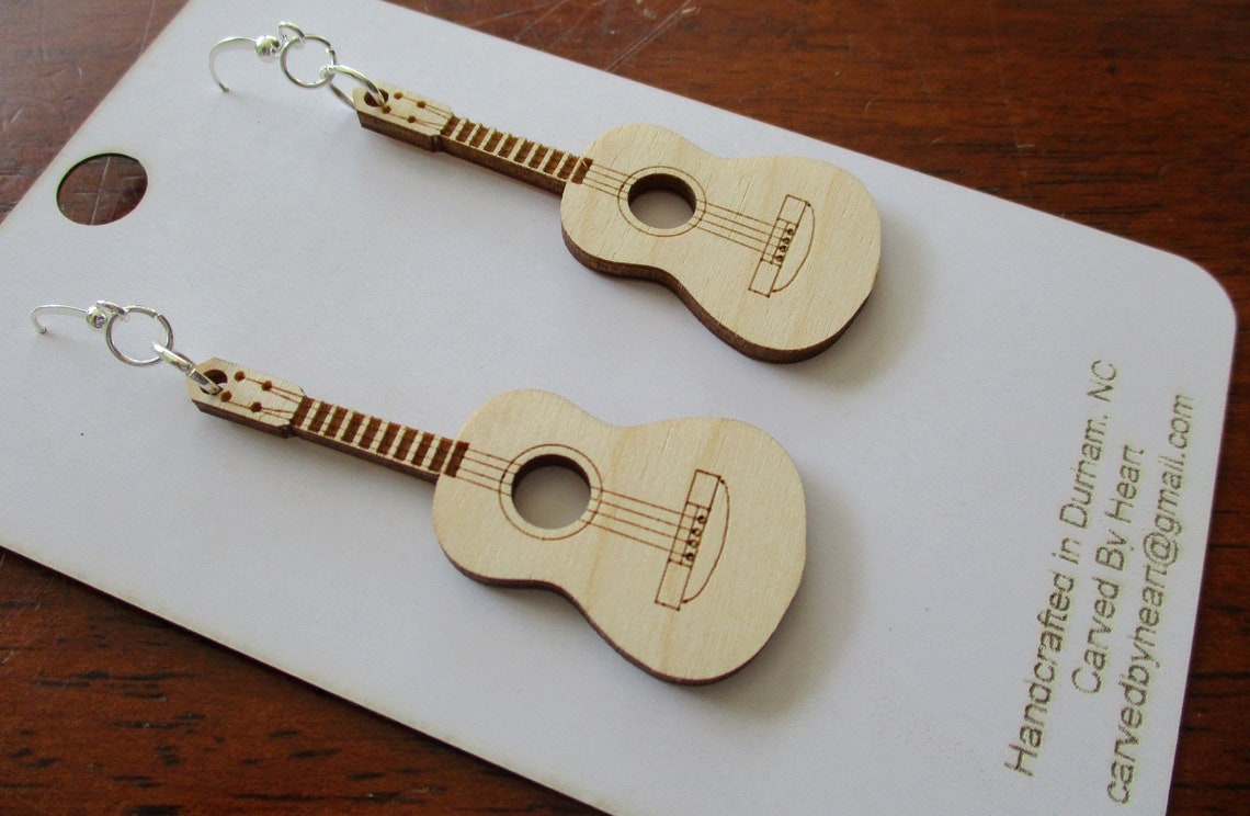 Custom Engraved Ukulele Earrings Laserengraved Dangle Birch Etsy UK