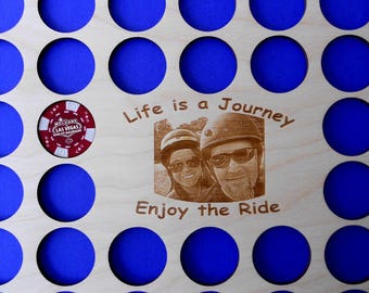 Photo Engraved Poker Chip Display Frame Insert Fits 36 Harley or Casino chips Personalized 11x14 insert Laser-engraved photo chip holder