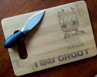 I Was Groot MINI Bamboe Snijplank 6x9 Guardians of the Galaxy Avengers Marvel Infinity War Kousen Stuffer Gift