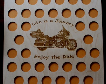 Custom Casino Poker Chip Display Frame Insert 16x20 vertical wood insert Fits 50 Harley and Casino chips Engraved Life is a Journey