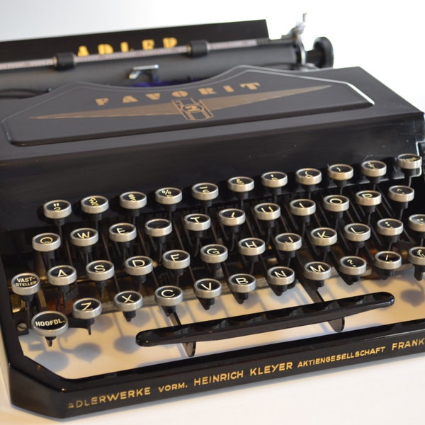 RESERVED FOR RAY *** Very Rare Antique 1938 Adler Favorit 2 German Typewriter - Portable - working - Design -  Thrust Action !