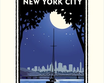 Landmark NY | New York City Moonlight Art Print