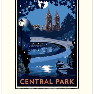 Landmark NY | Central Park Bridge Night Art Print