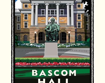 Landmark WI | University of Wisconsin Madison Badgers Bascom Hall Art Print