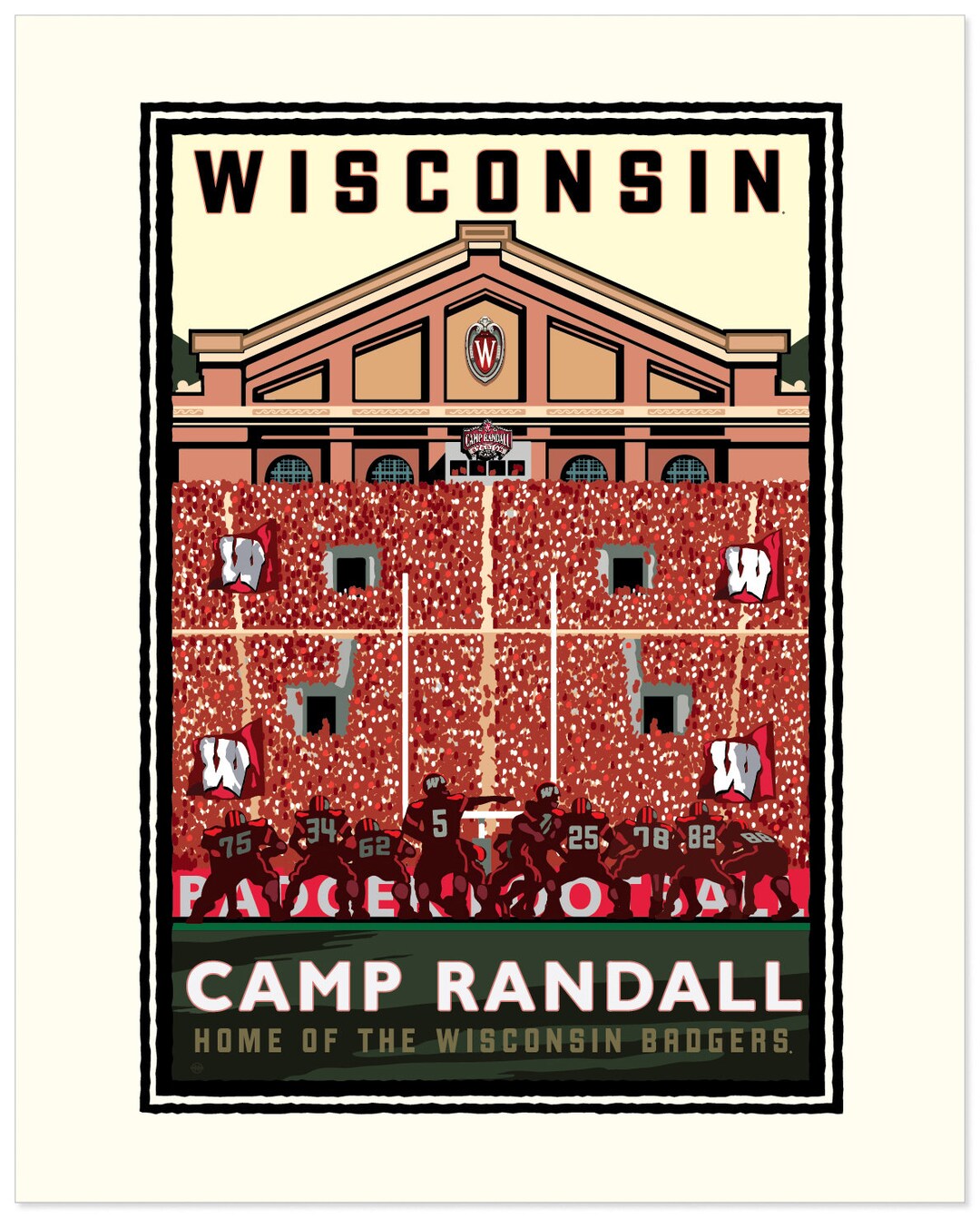 Landmark WI | UW Madison Camp Randall on Field Art Print - Etsy