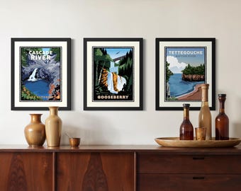 Framed North Shore Gallery Wall | Gooseberry Falls, Cascade River & Tettegouche | Minnesota Art | Set of 3 Framed Prints