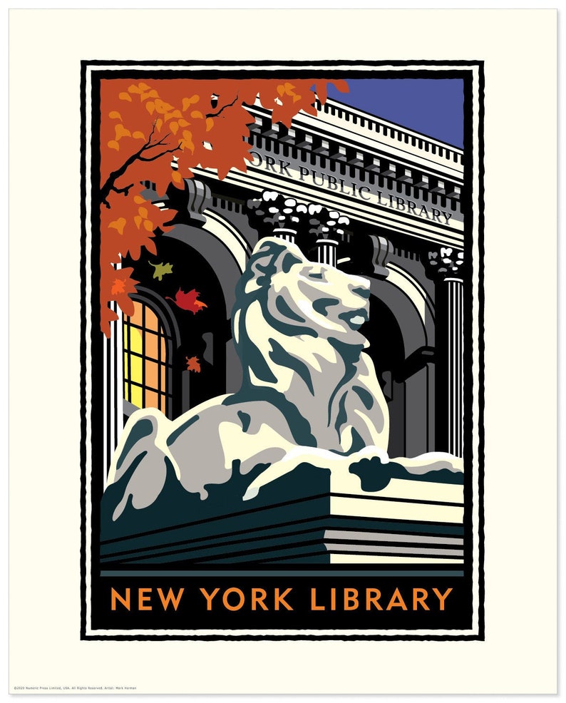 Landmark NY Public Library Art Print No Frame