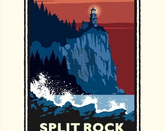 Landmark MN | Split Rock Lighthouse Red Weather North Shore Art Print