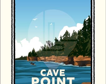 Landmark WI | Cave Point Door County Art Print